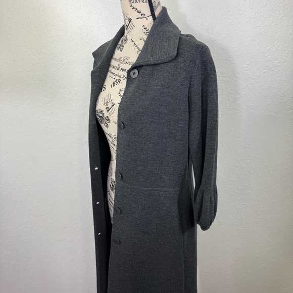 Eileen Fisher collared button down bell sleeve Elegant Gray wool Women's‎ Coat - Picture 4 of 12